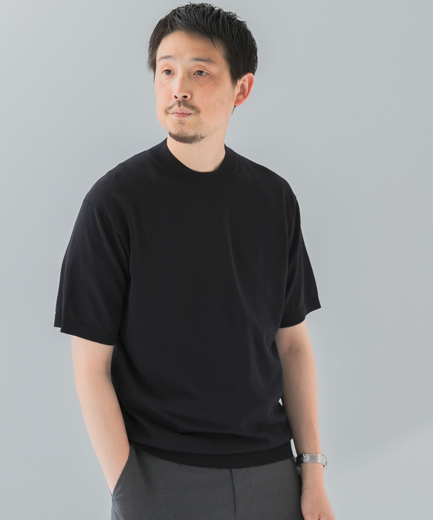 URBAN RESEARCH DOORS「LIFE STYLE TAILOR　ハイゲージクルーネック半袖ニット」|シャツ・ブラウス|