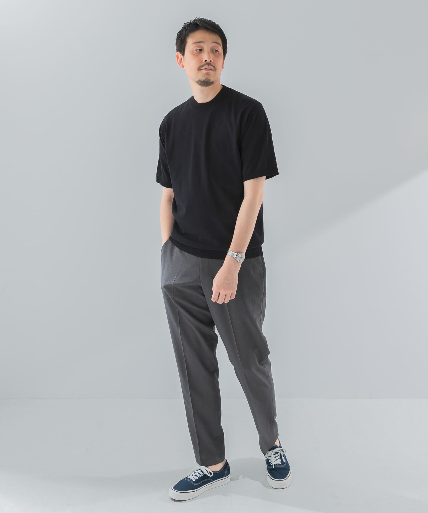 URBAN RESEARCH DOORS「LIFE STYLE TAILOR　ハイゲージクルーネック半袖ニット」|シャツ・ブラウス|