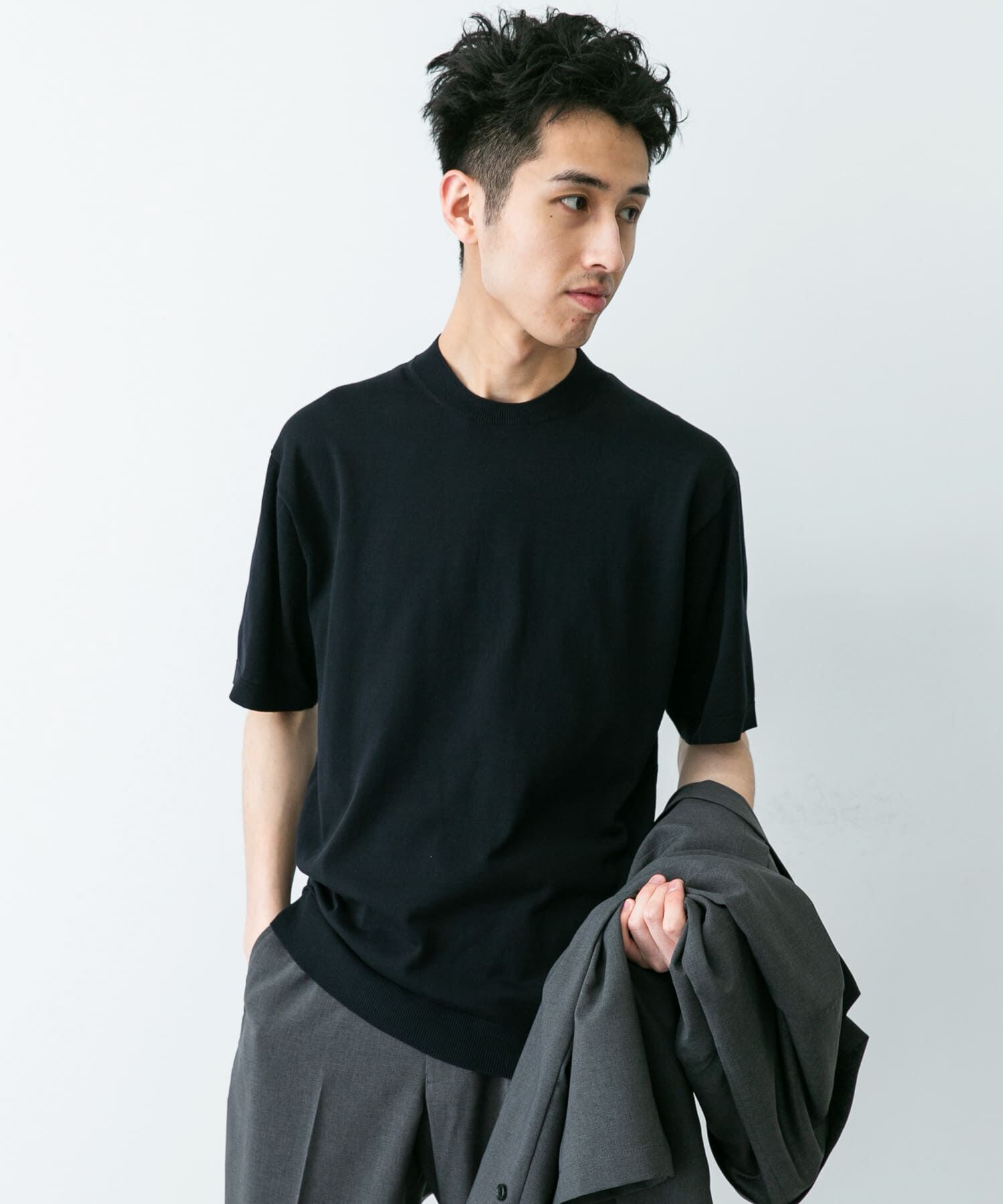 URBAN RESEARCH DOORS「LIFE STYLE TAILOR　ハイゲージクルーネック半袖ニット」|シャツ・ブラウス|