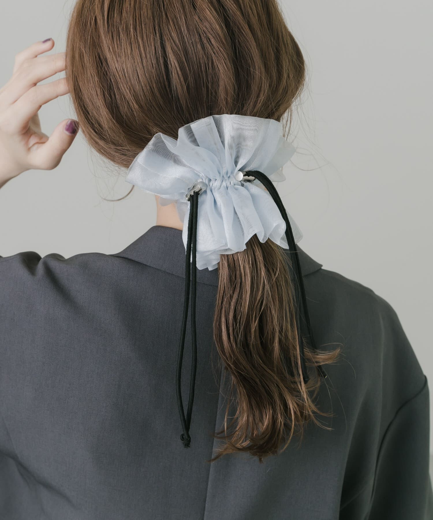 SMELLY「ドローコードシアーシュシュ」|ヘアゴム・シュシュ|ライトブルー