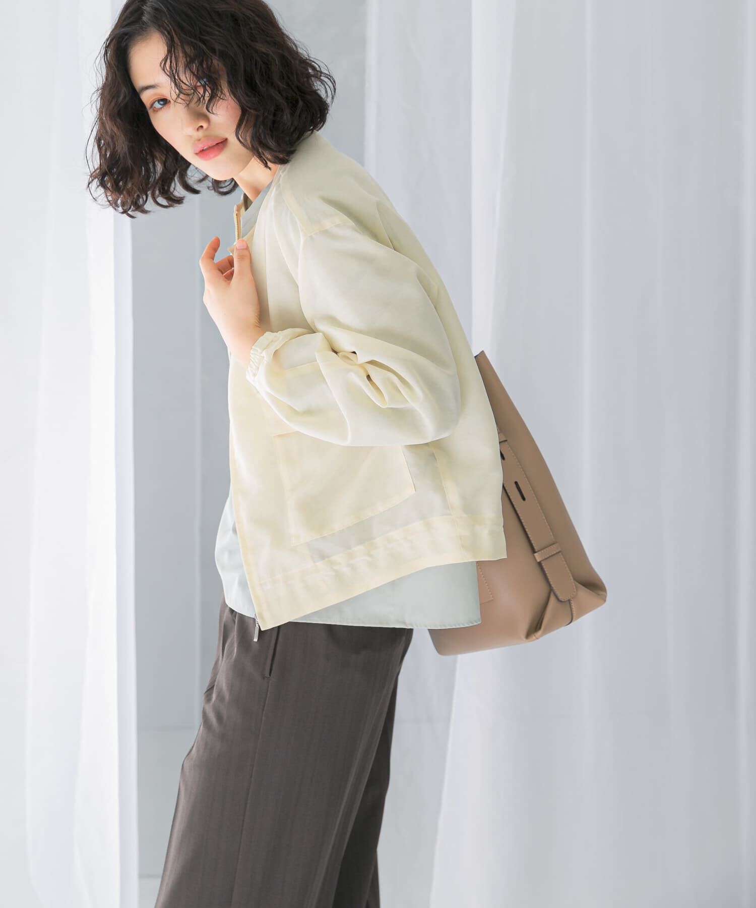 URBAN RESEARCH ROSSO「オーガンジーシアーブルゾン」|ブルゾン・スタジャン|