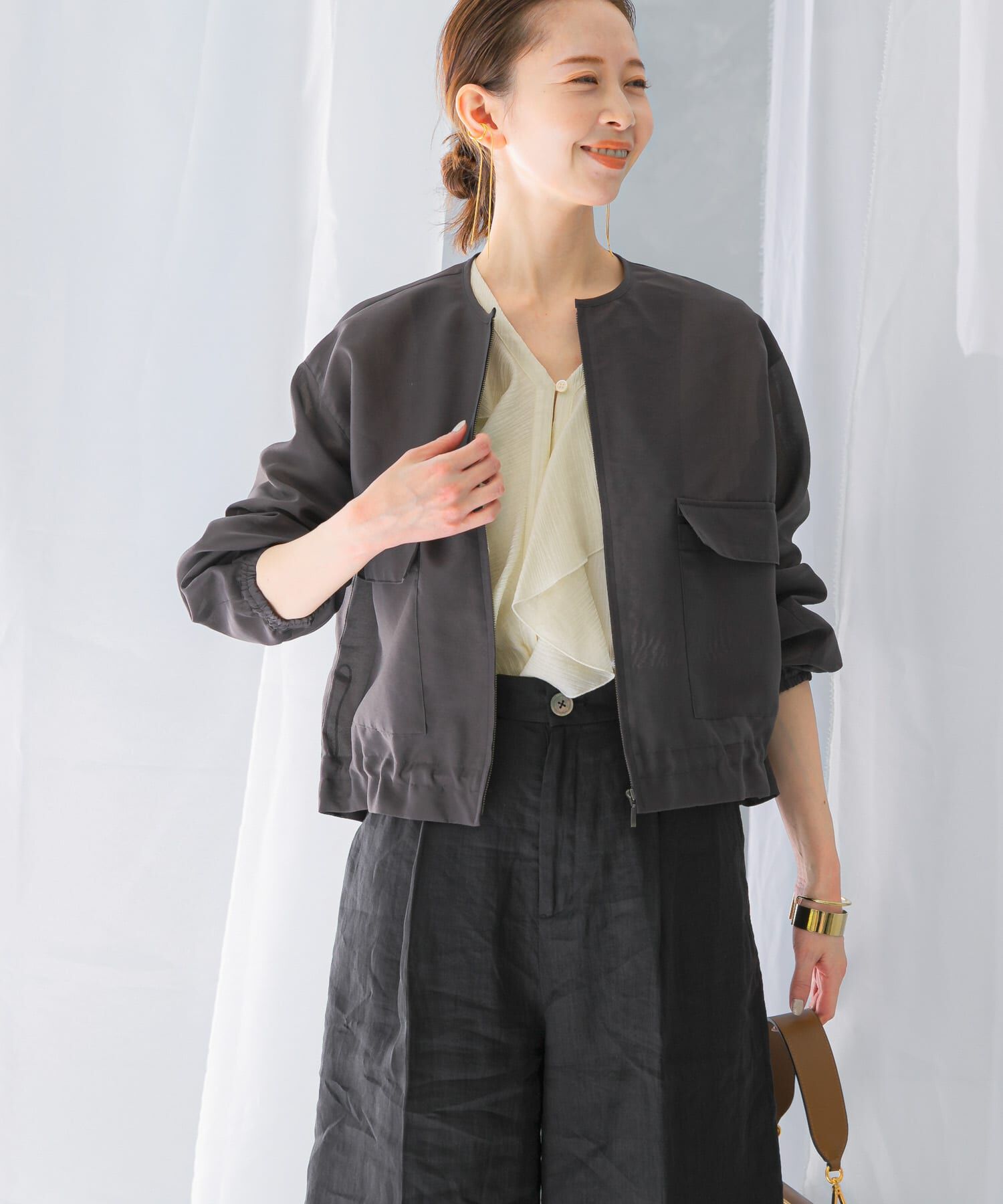 URBAN RESEARCH ROSSO「オーガンジーシアーブルゾン」|ブルゾン・スタジャン|