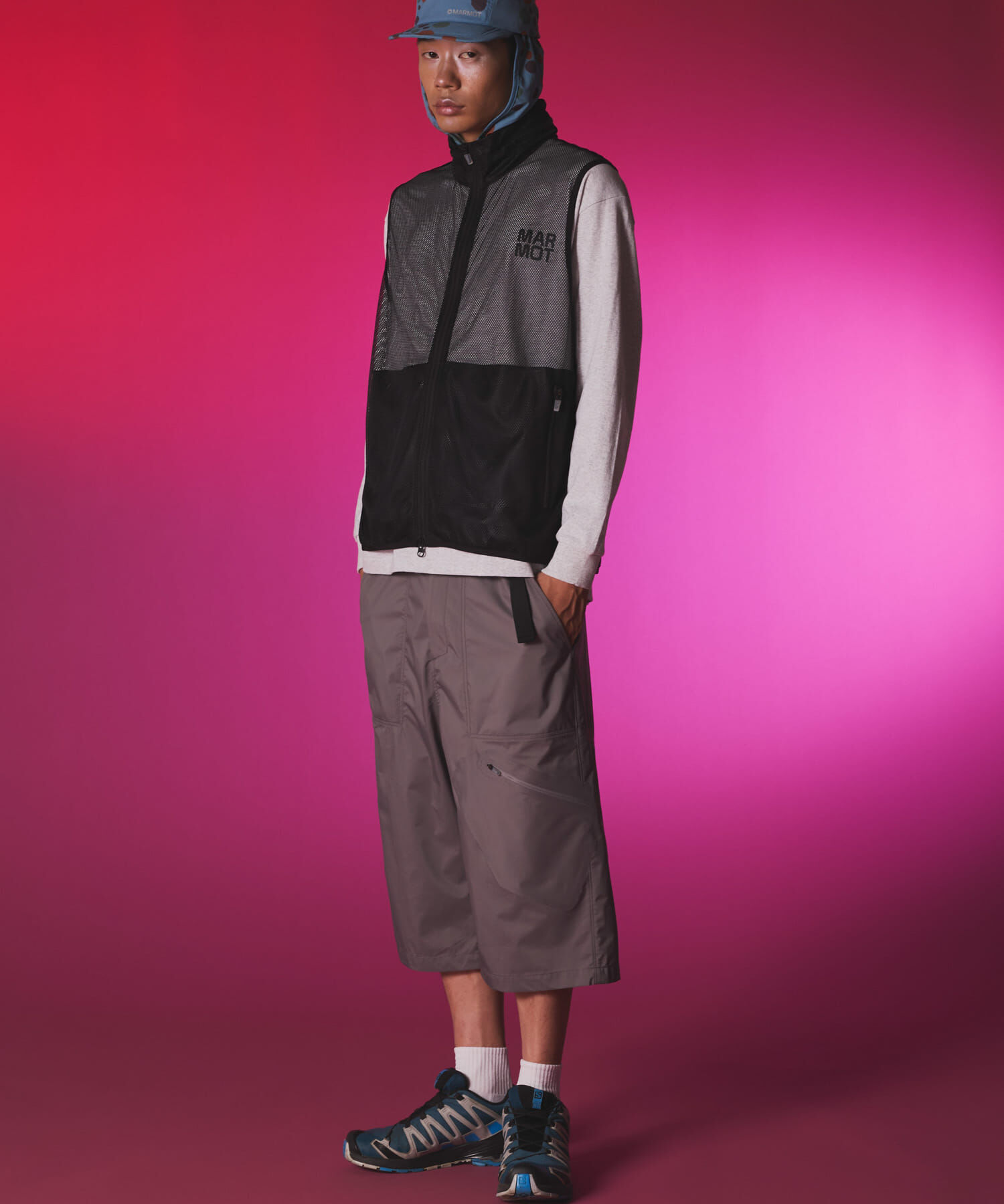 URBAN RESEARCH「MARMOT CAPITAL　PERTEX FLONT MESH VEST」|ノーカラーコート|