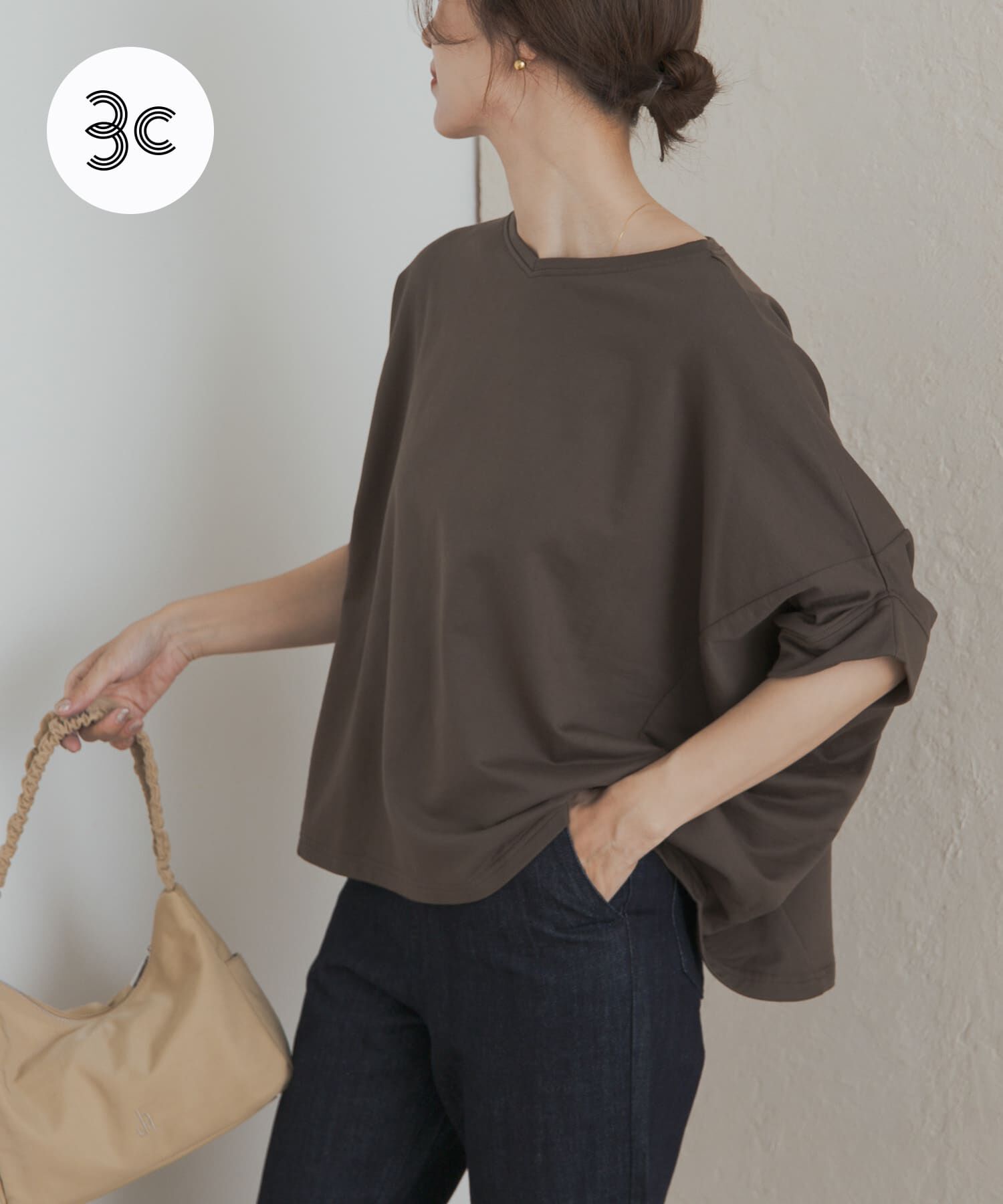 URBAN RESEARCH DOORS「『UR GREEN』ミニ裏毛変形プルオーバー」|Tシャツ・カットソー|カーキ