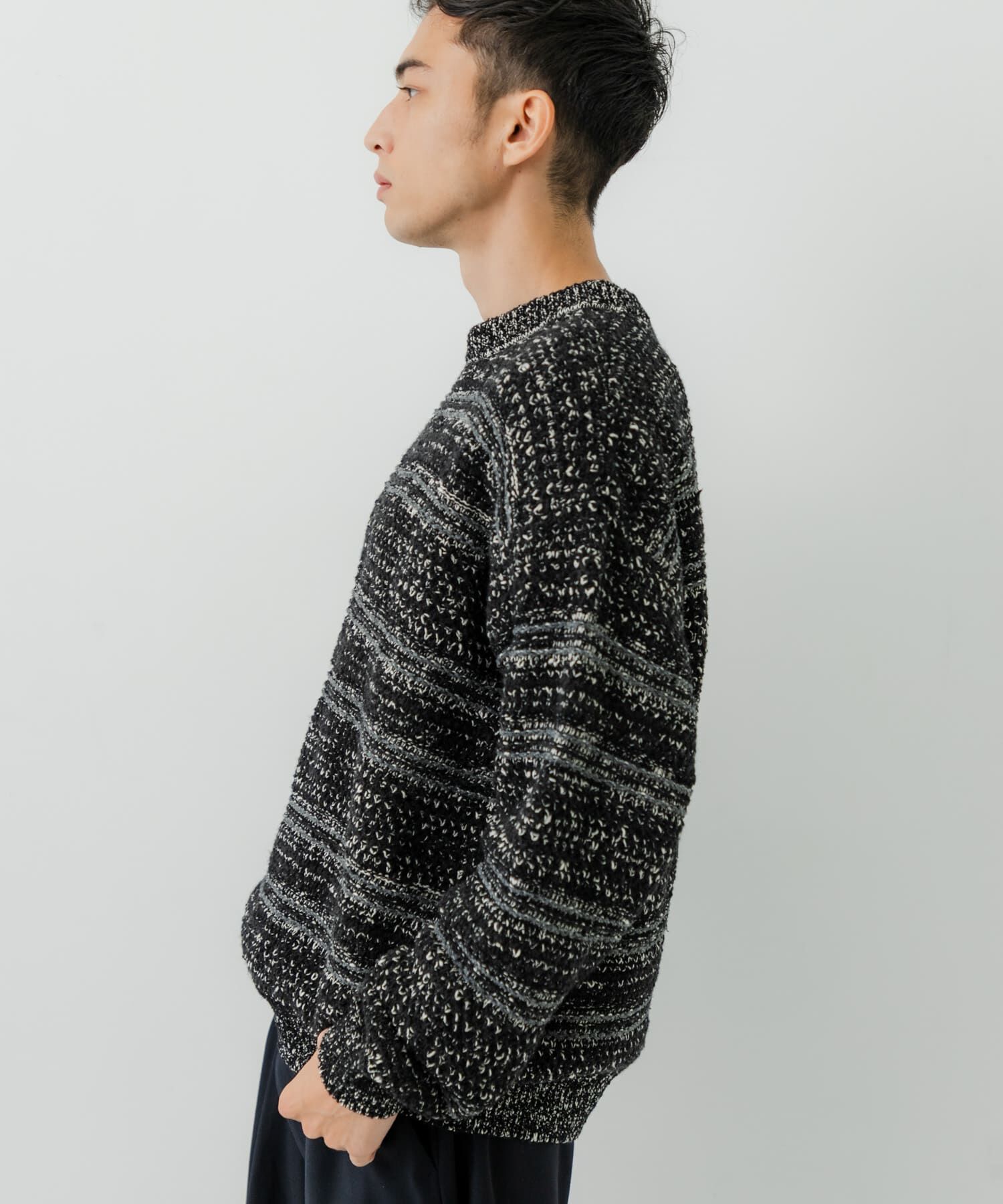 URBAN RESEARCH「『別注』crepuscule&times;URBAN RESEARCH　Multi Border Mix CREW-NECK」|ニット・セーター|