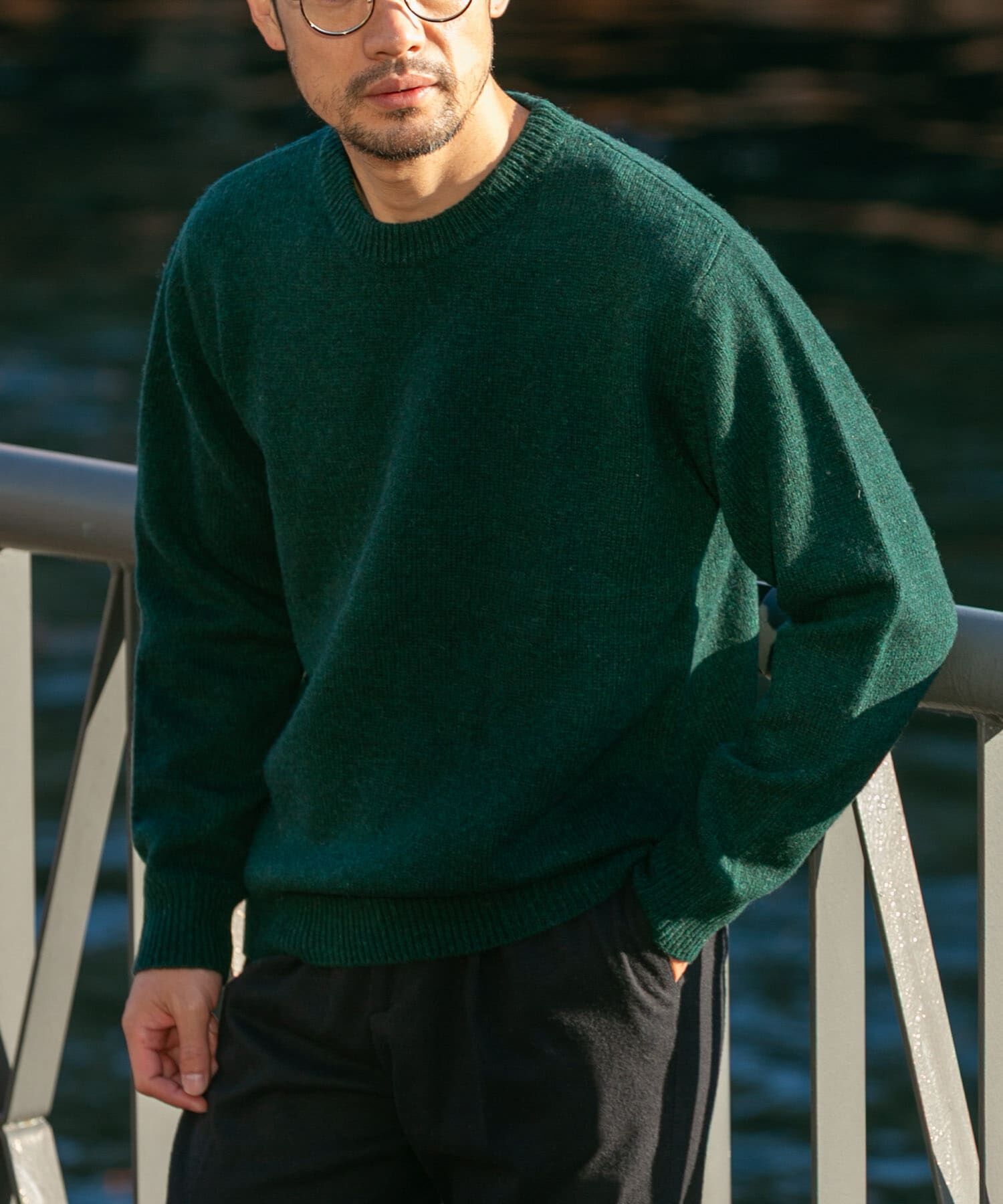 URBAN RESEARCH ROSSO「『XLサイズあり』シェットランドウールクルーネックニット」|ニット・セーター|グリーン