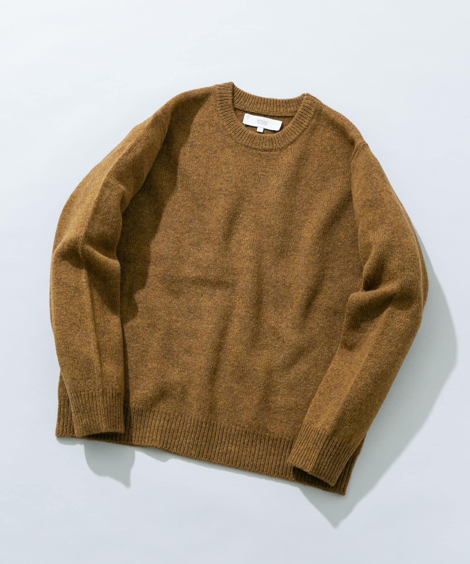 URBAN RESEARCH ROSSO「『XLサイズあり』シェットランドウールクルーネックニット」|ニット・セーター|カーキ