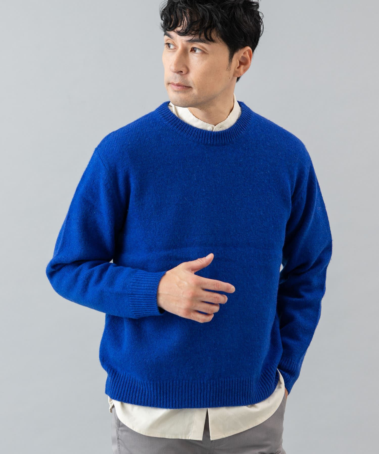 URBAN RESEARCH ROSSO「『XLサイズあり』シェットランドウールクルーネックニット」|ニット・セーター|ロイヤルブルー