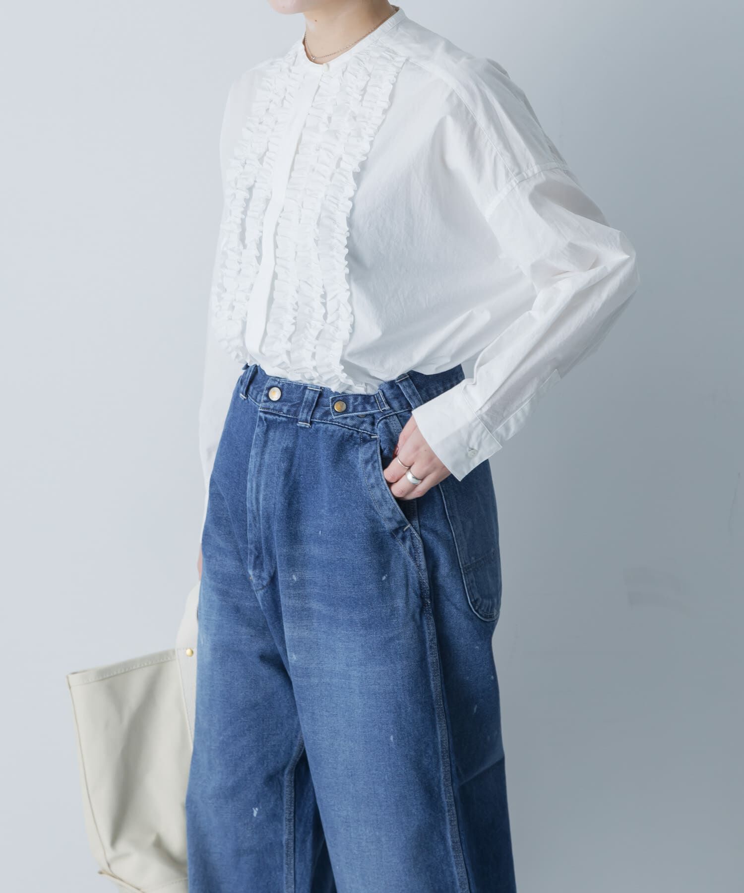 かぐれ「コットンフリルワイドシャツ」|シャツ・ブラウス|オフホワイト