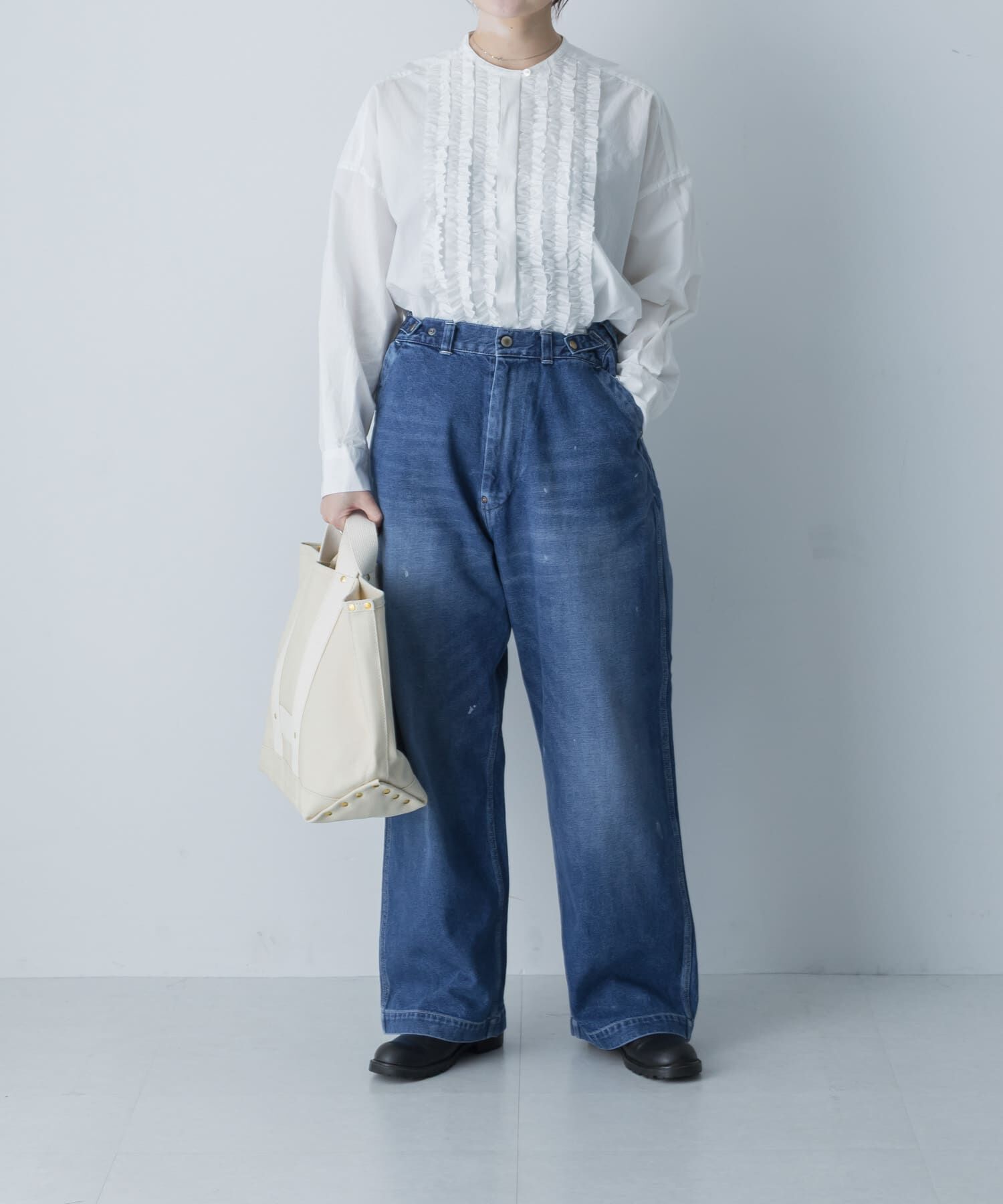 かぐれ「コットンフリルワイドシャツ」|シャツ・ブラウス|