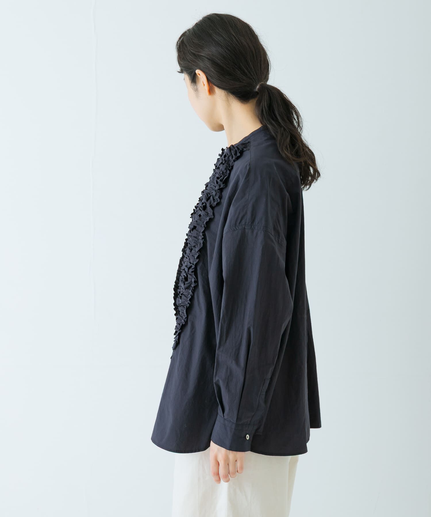 かぐれ「コットンフリルワイドシャツ」|シャツ・ブラウス|