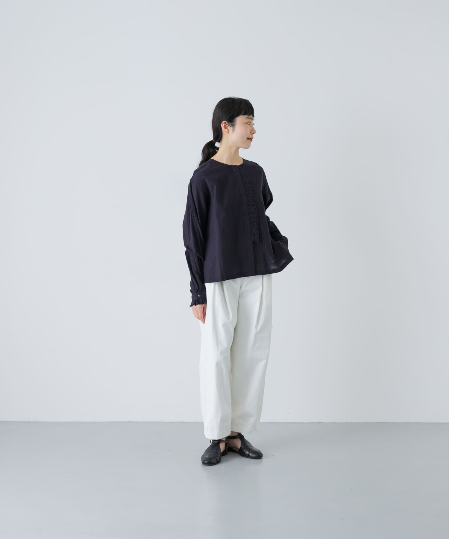 かぐれ「コットンリネンフリルブラウス」|シャツ・ブラウス|