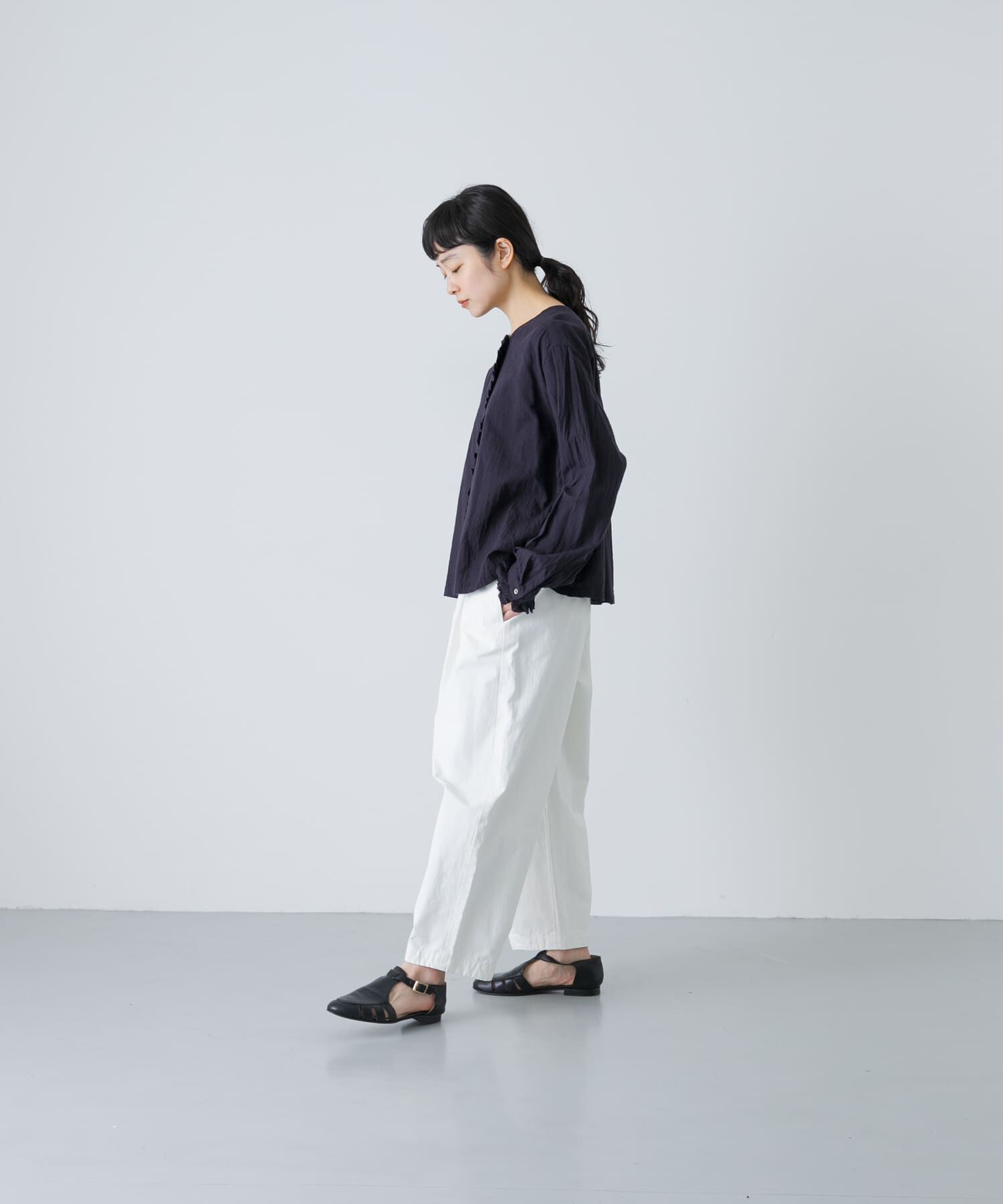 かぐれ「コットンリネンフリルブラウス」|シャツ・ブラウス|