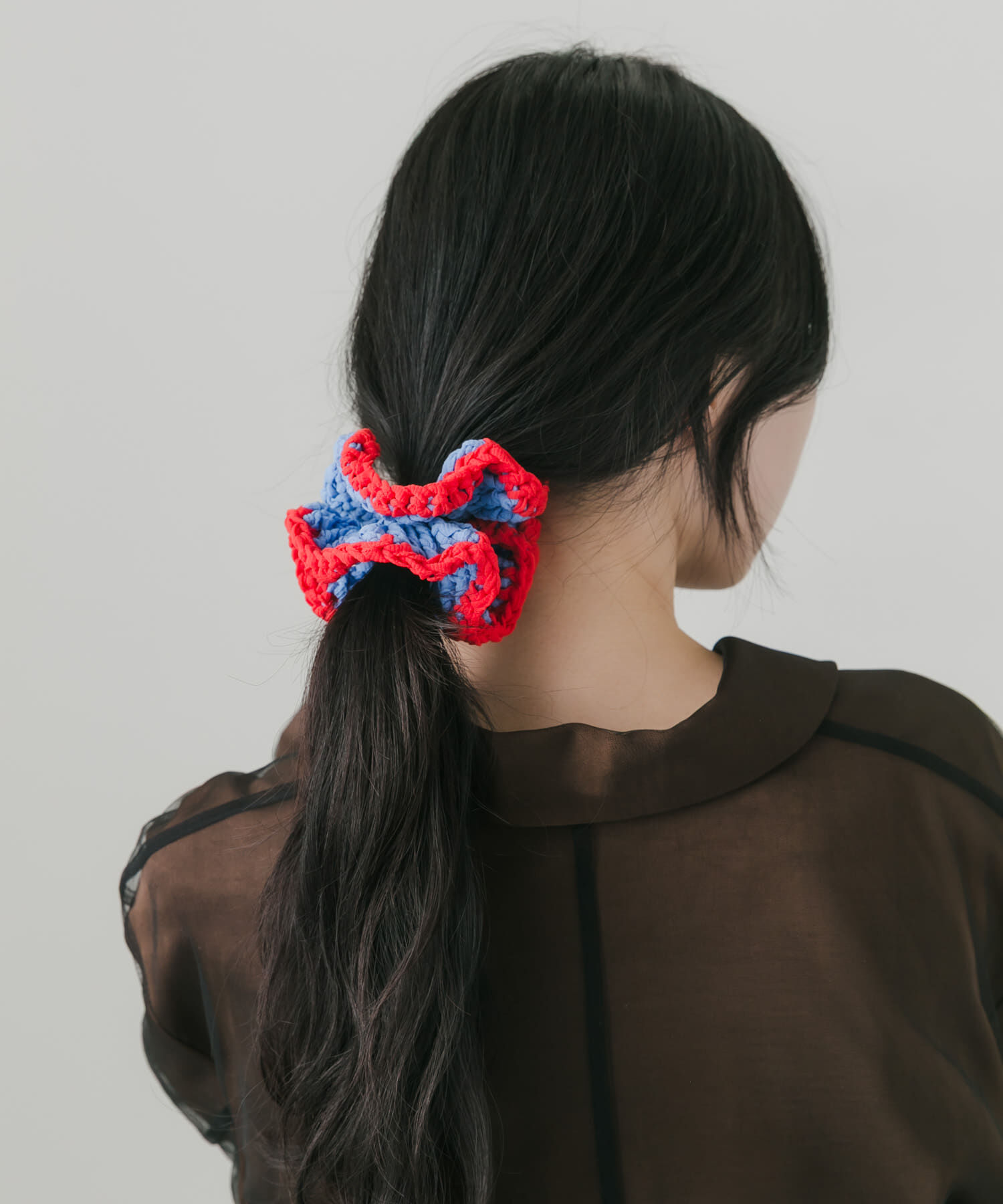 SMELLY「バイカラーニットシュシュ」|ヘアゴム・シュシュ|