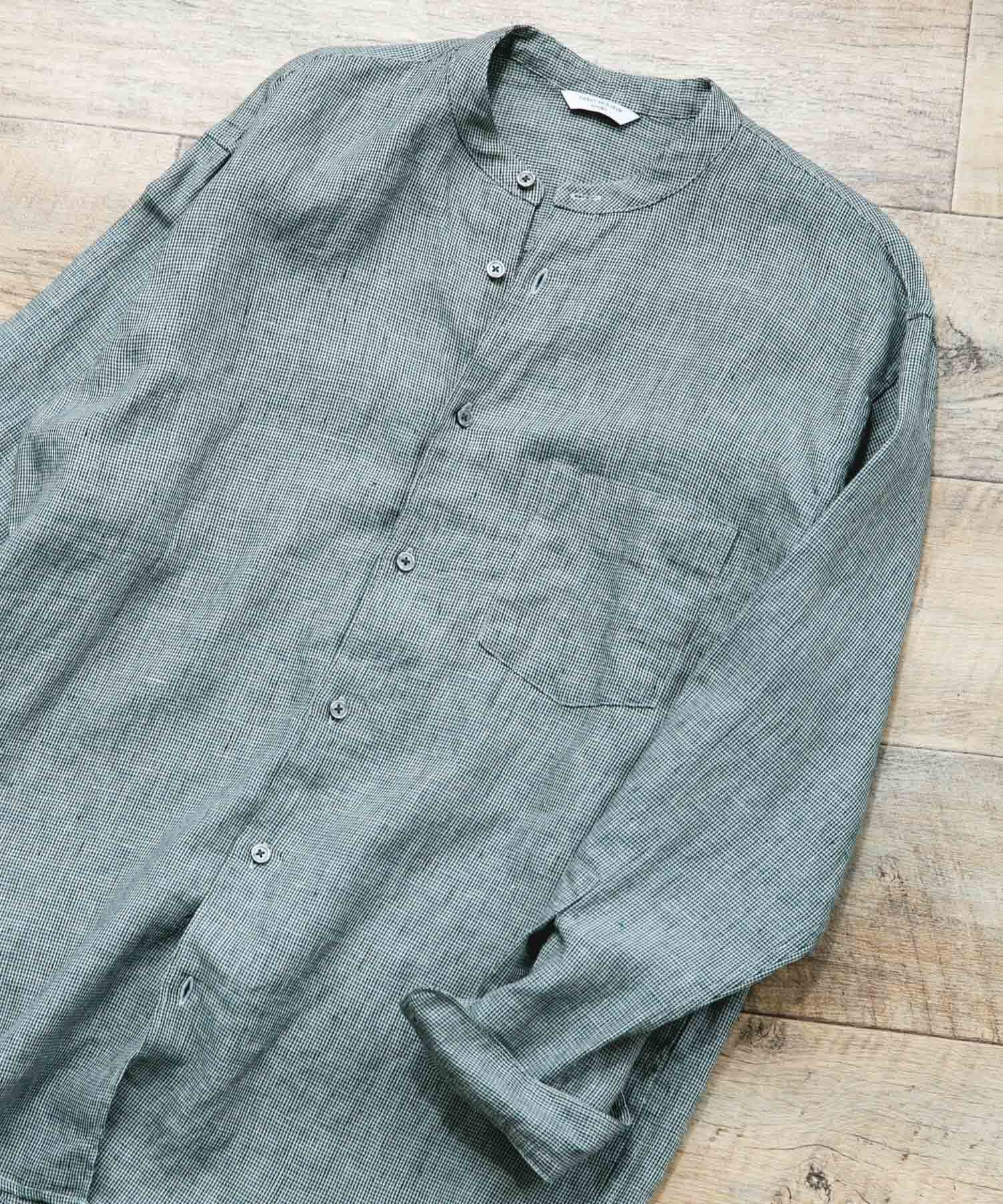 URBAN RESEARCH DOORS「シルケットリネン バンドカラーロングスリーブシャツ」|シャツ・ブラウス|チェック