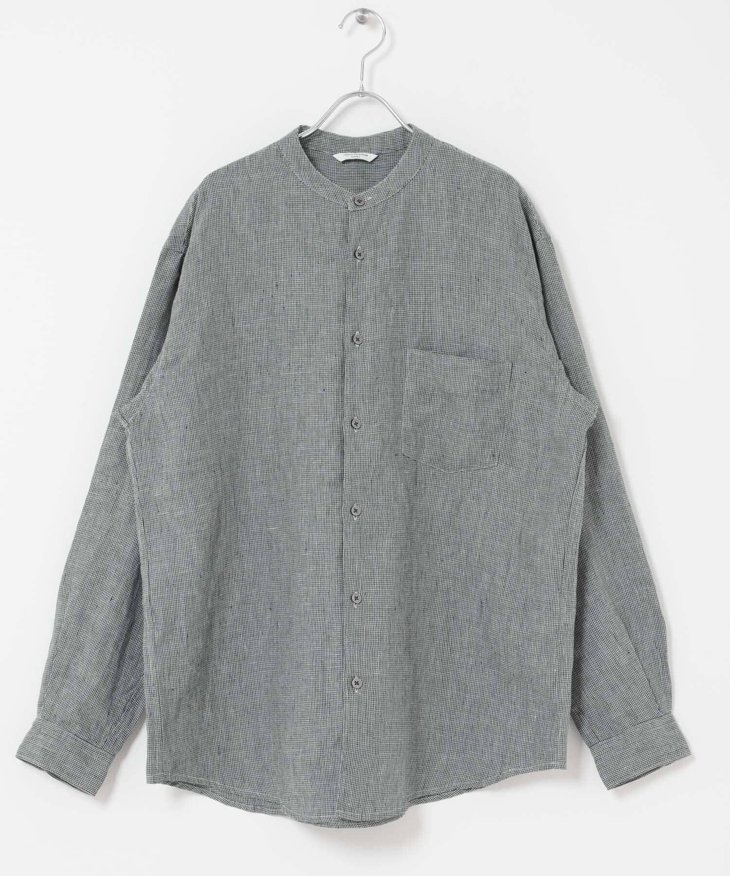 URBAN RESEARCH DOORS「シルケットリネン バンドカラーロングスリーブシャツ」|シャツ・ブラウス|