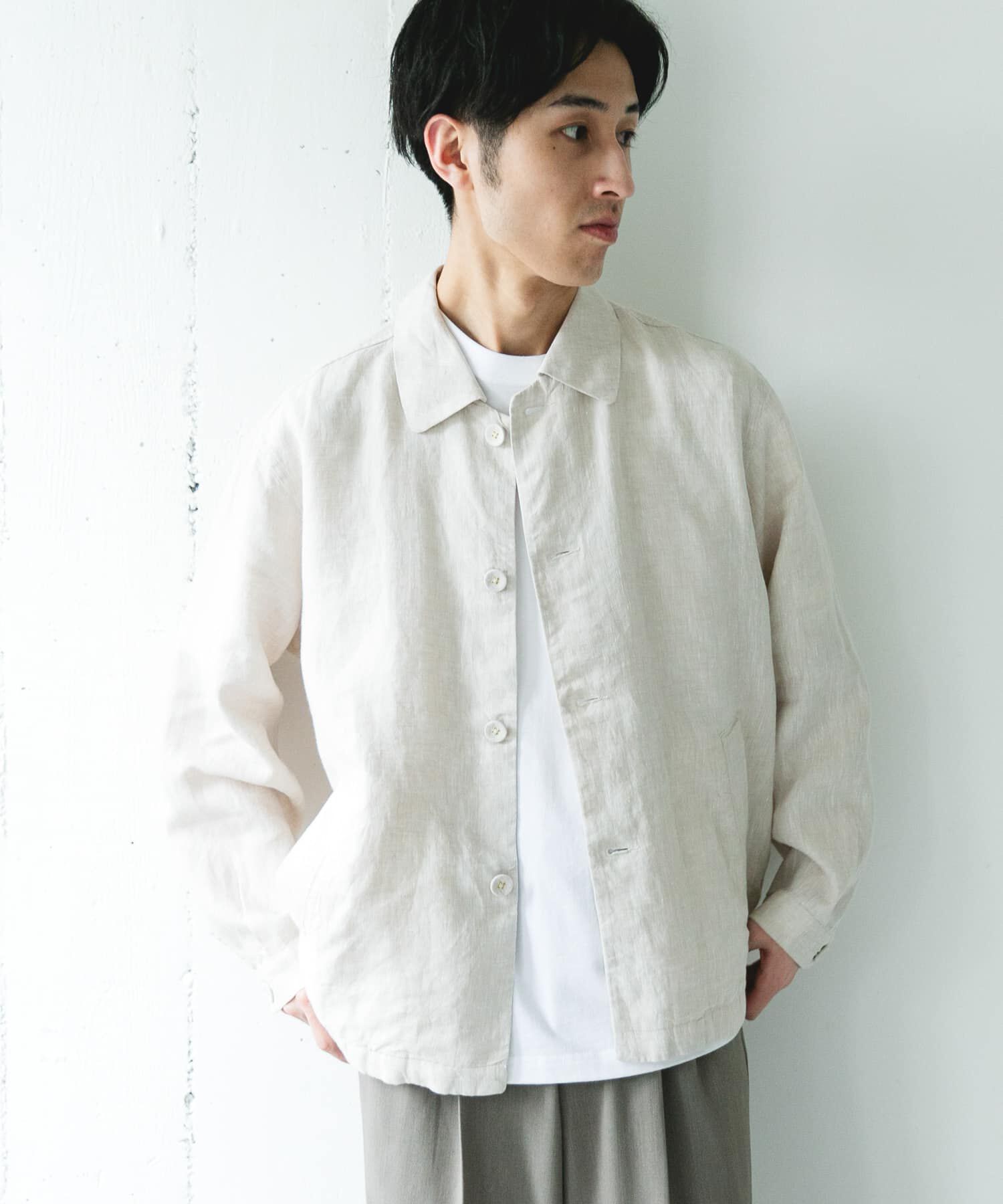 URBAN RESEARCH DOORS「シルケットリネン シャツジャケット」|ノーカラーコート|