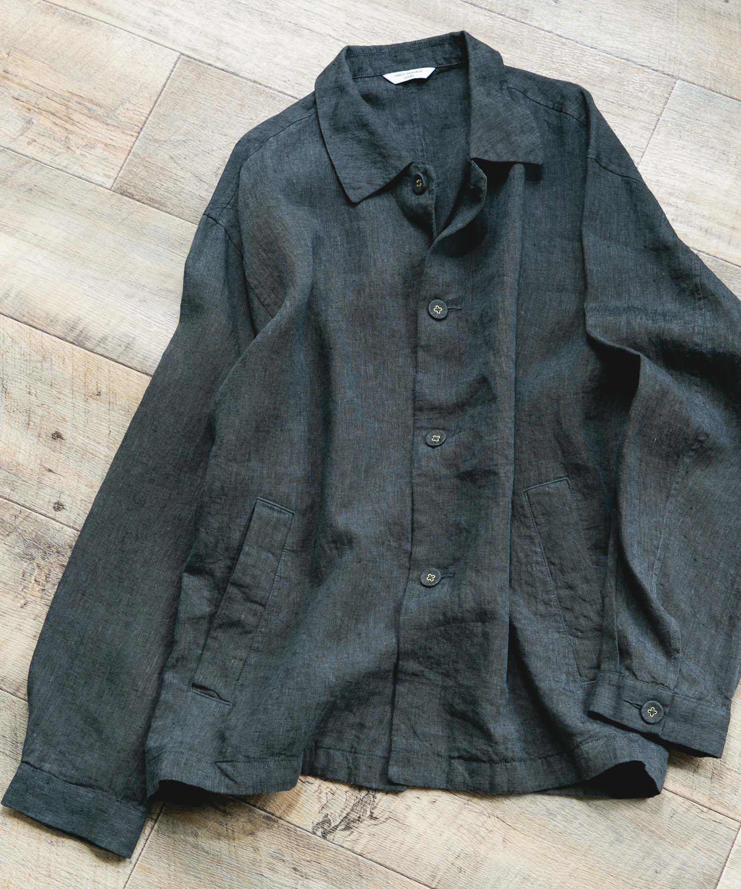 URBAN RESEARCH DOORS「シルケットリネン シャツジャケット」|ノーカラーコート|スミクロ