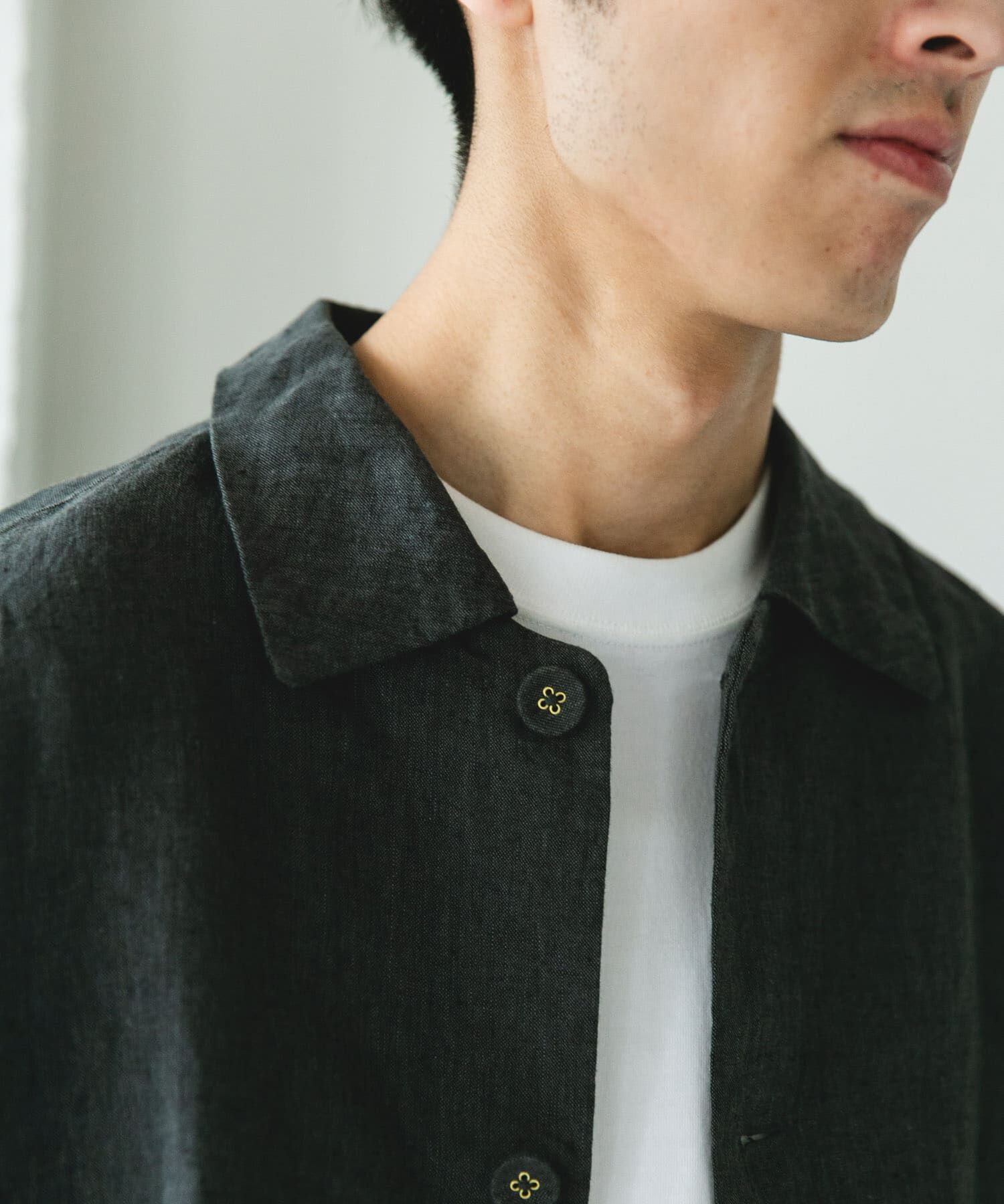 URBAN RESEARCH DOORS「シルケットリネン シャツジャケット」|ノーカラーコート|