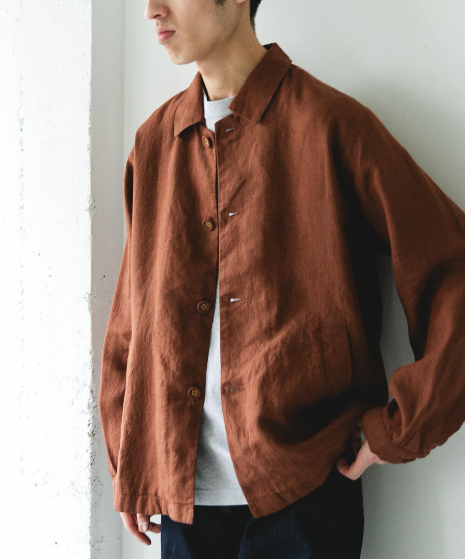 URBAN RESEARCH DOORS「シルケットリネン シャツジャケット」|ノーカラーコート|