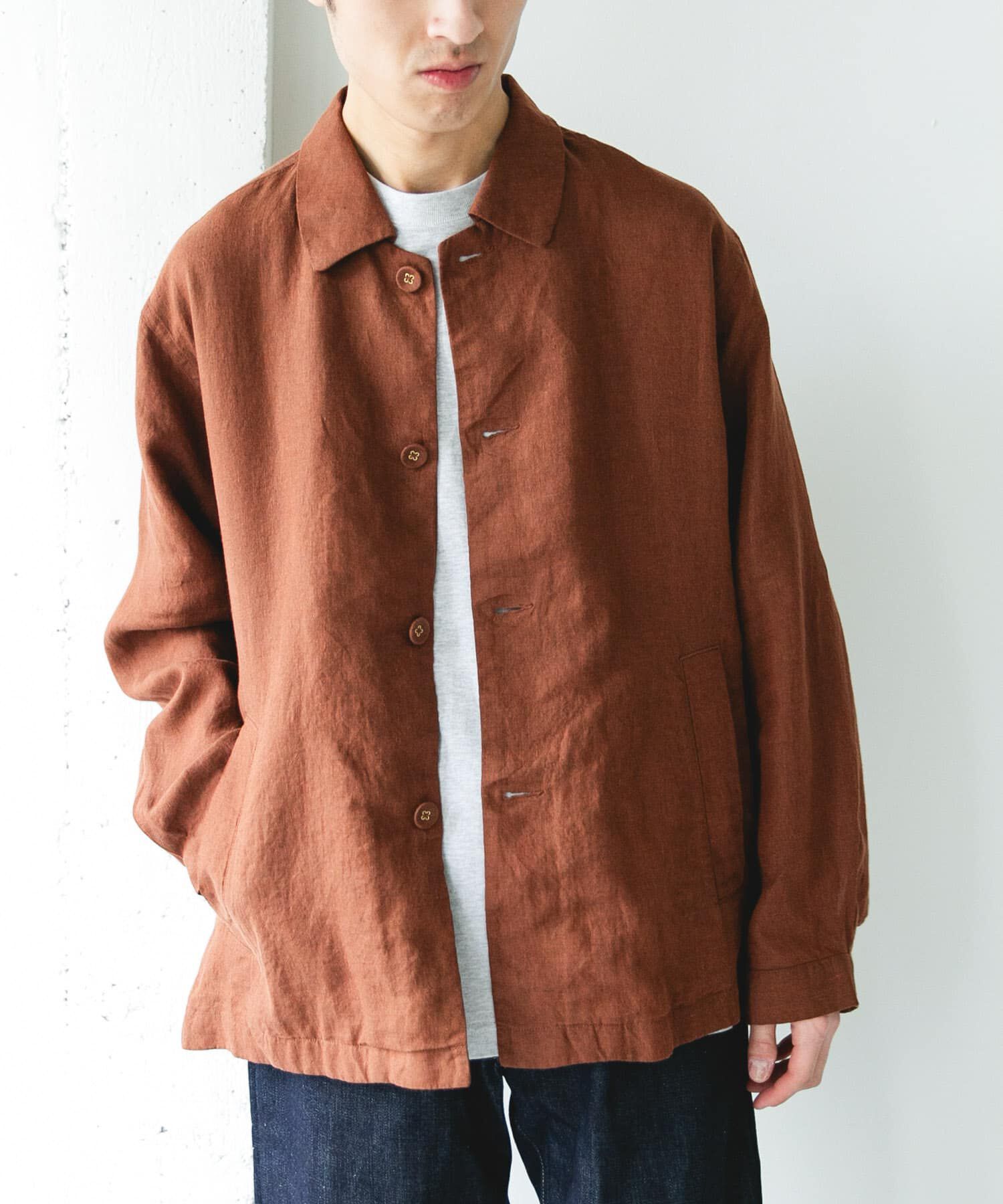 URBAN RESEARCH DOORS「シルケットリネン シャツジャケット」|ノーカラーコート|