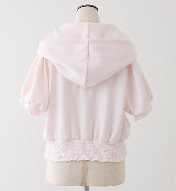  「【セットアップ可能】レースロゴ刺繍半袖ラメパーカー」|プルオーバー|