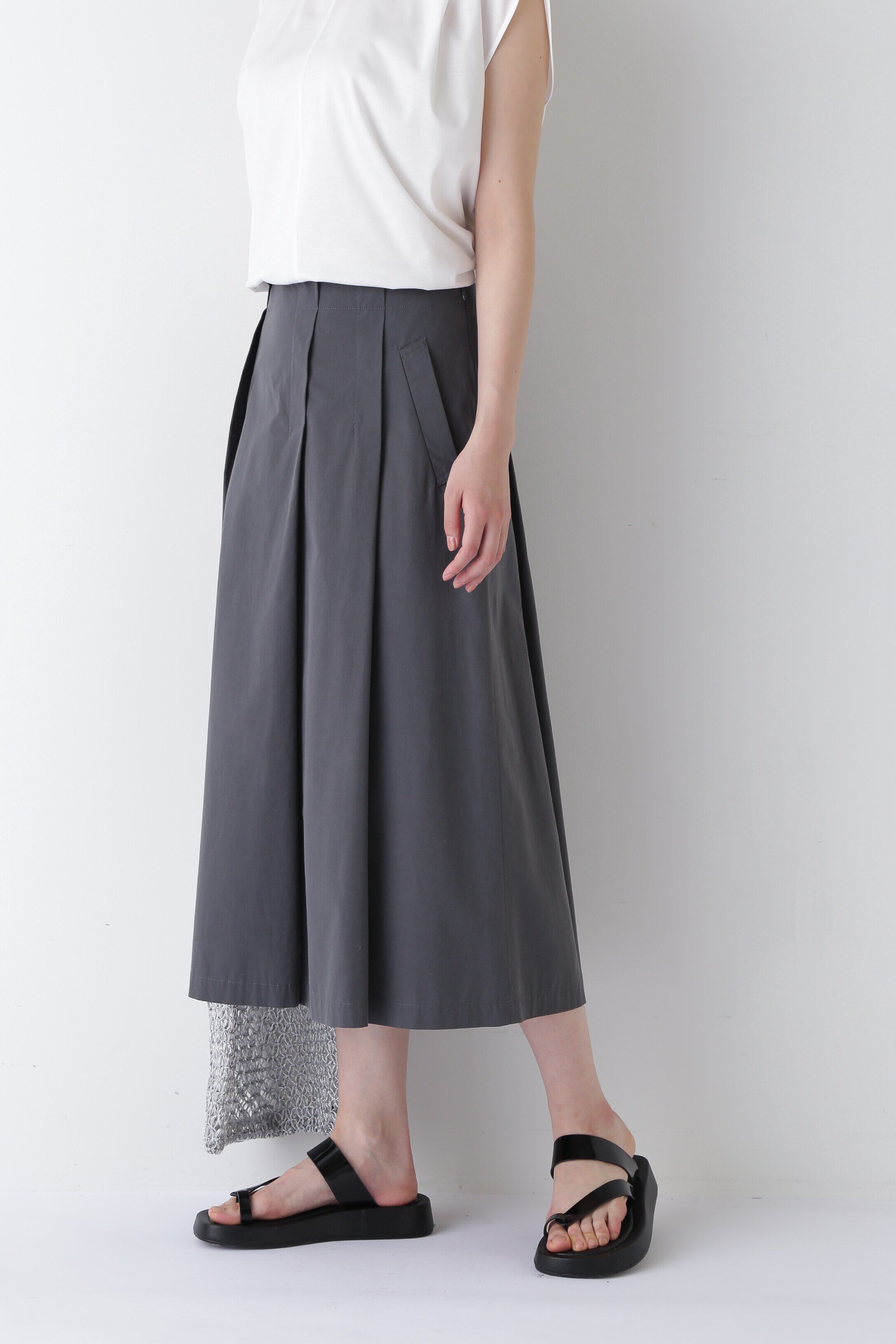  「◆コットンキュプラタックスカート」|スカート|グレー