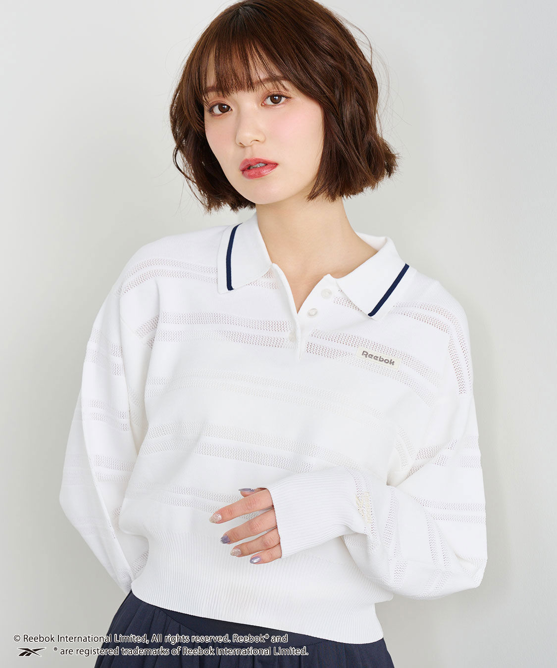 COCO DEAL「《COCO DEAL/Reebok》メッシュボーダーポロニット」|ポロシャツ|