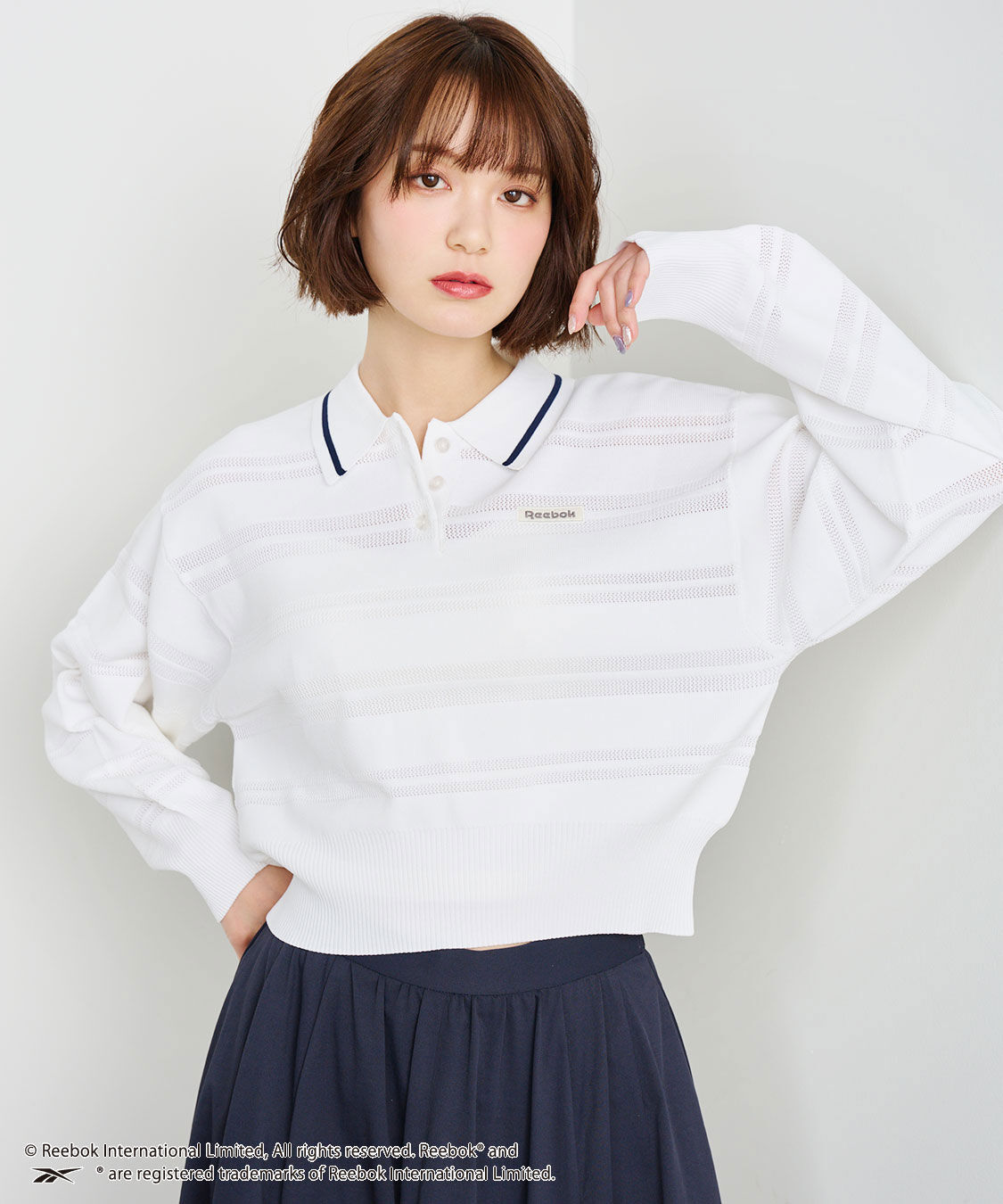 COCO DEAL「《COCO DEAL/Reebok》メッシュボーダーポロニット」|ポロシャツ|