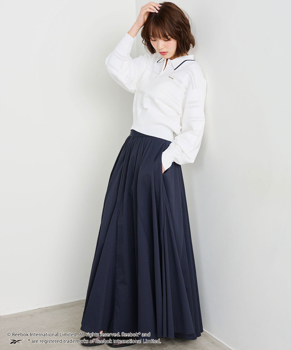 COCO DEAL「《COCO DEAL/Reebok》メッシュボーダーポロニット」|ポロシャツ|