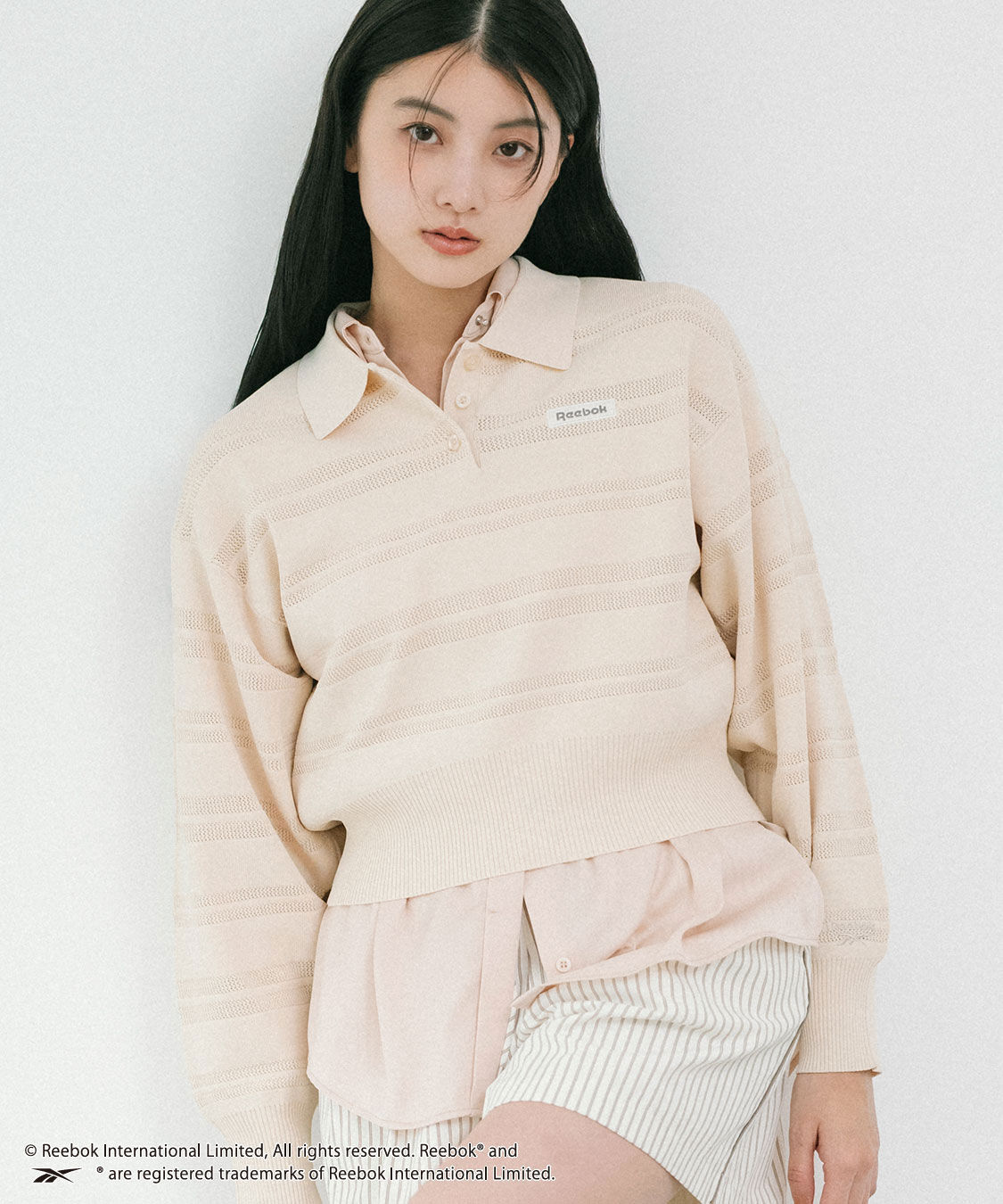 COCO DEAL「《COCO DEAL/Reebok》メッシュボーダーポロニット」|ポロシャツ|