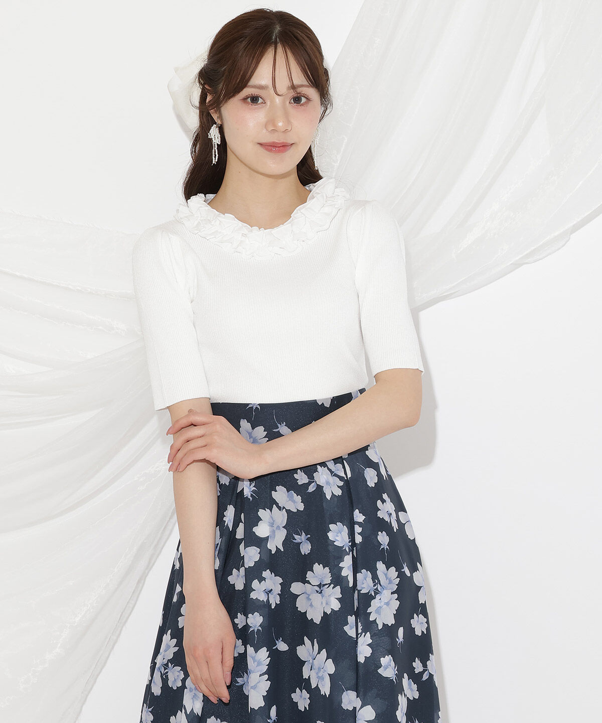 WILLSELECTION「フリル襟リブニット」|ニット・セーター|オフ