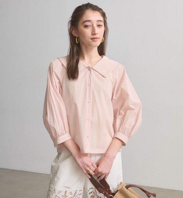 UNITED ARROWS「ビック カラー ブラウス ‐はっ水 ウォッシャブル‐」|シャツ・ブラウス|LT.PINK