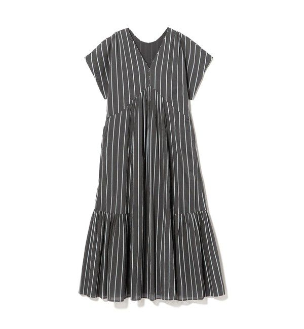 Demi-Luxe BEAMS 「【別注】ne Quittez pas / ボイル ストライプ フレンチスリーブ ワンピース」|ワンピース|