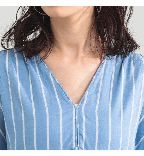 Demi-Luxe BEAMS 「【別注】ne Quittez pas / ボイル ストライプ フレンチスリーブ ワンピース」|ワンピース|