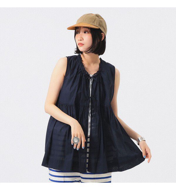 BEAMSBOY「コットン ギャザー ノースリーブ」|シャツ・ブラウス|