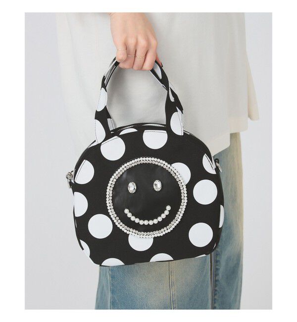 Ray BEAMS 「ECODECO / ドット 2way バッグ」|ショルダー・メッセンジャー|BLACK&times;WHITE_DOT