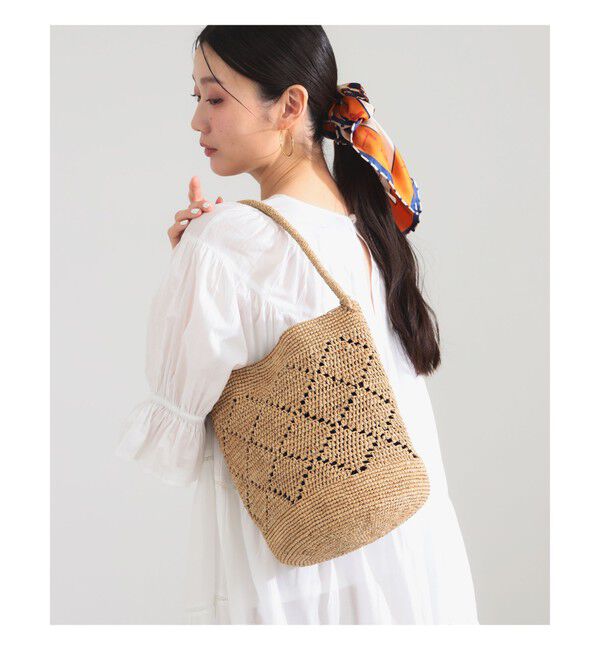 Demi-Luxe BEAMS 「MIORA / ラフィア 編み柄 バケツバッグ」|トートバッグ|NATURAL