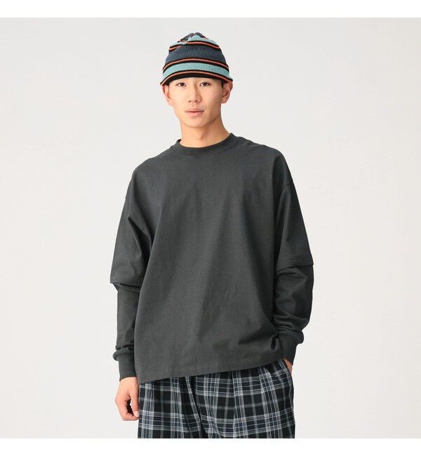 BEAMS「【別注】Champion / フェイク レイヤード ロングスリーブ Tシャツ」|Tシャツ・カットソー|