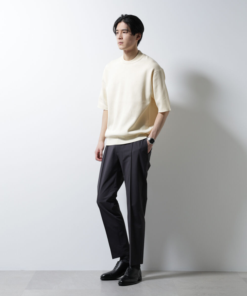 nano･universe「14ゲージミラノリブニット ジャケT型 半袖(手洗い可能)」|ニット・セーター|