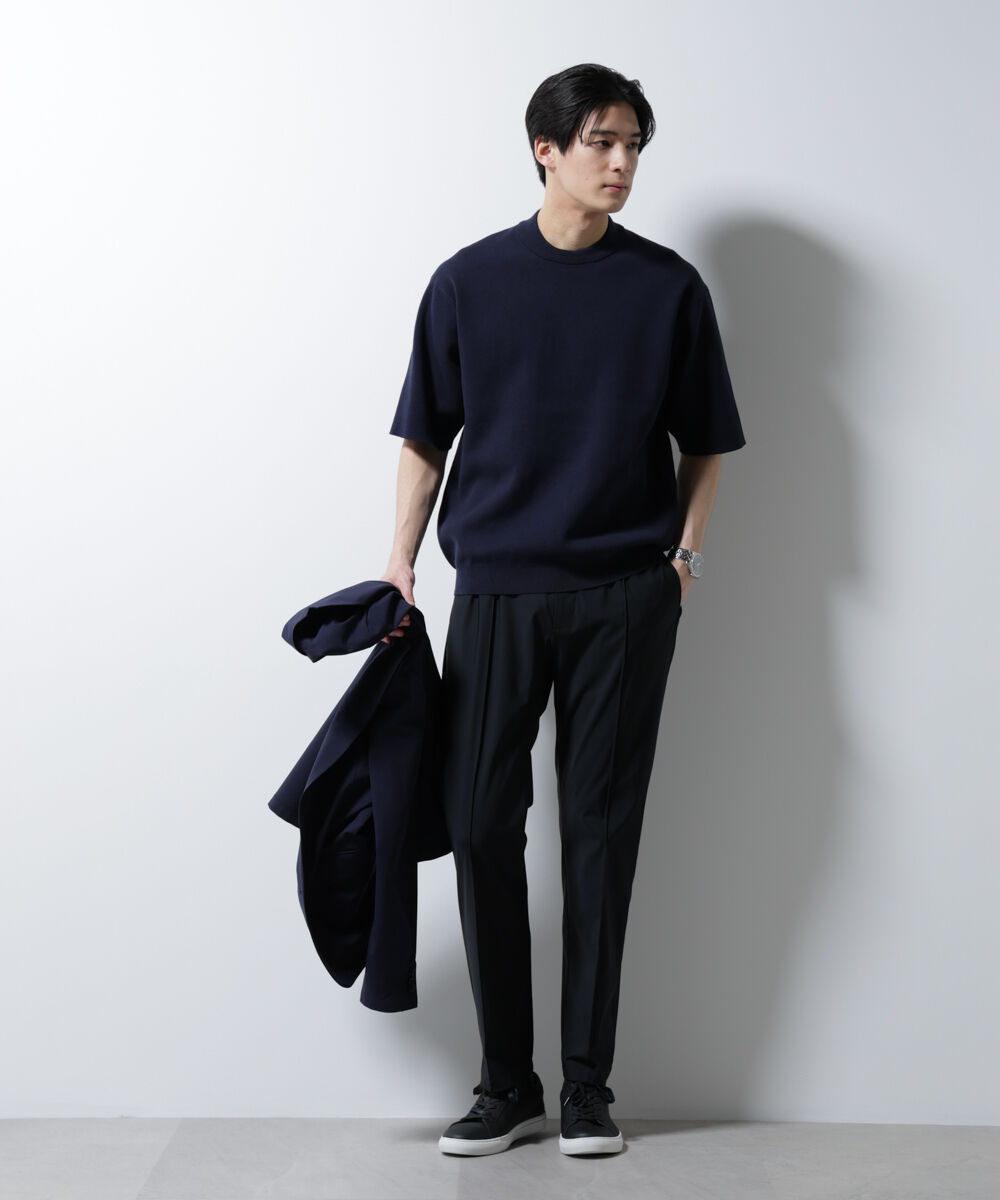 nano･universe「14ゲージミラノリブニット ジャケT型 半袖(手洗い可能)」|ニット・セーター|