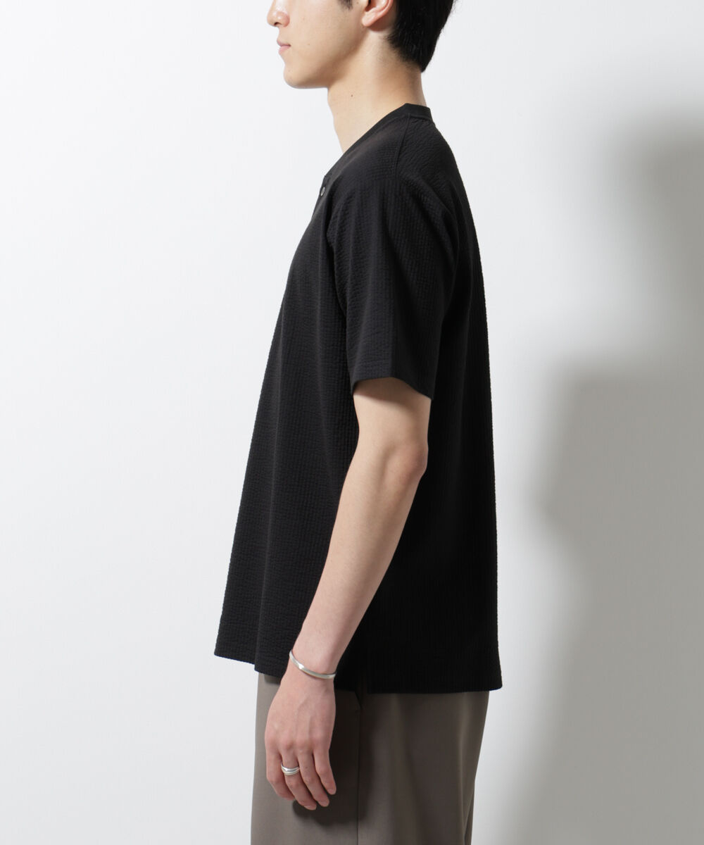 nano･universe「ジャージーサッカーヘンリーネックTシャツ 半袖」|Tシャツ・カットソー|