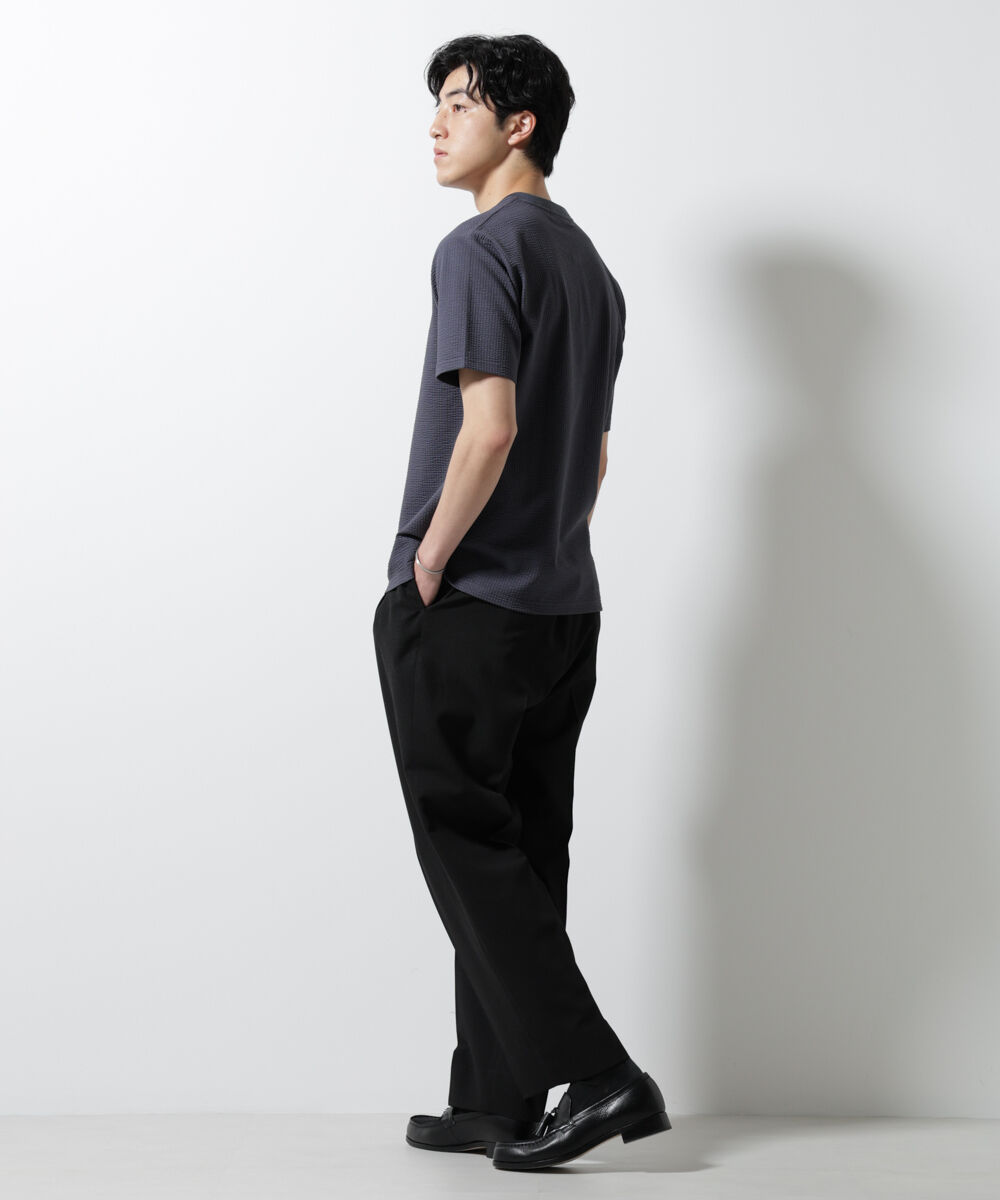 nano･universe「ジャージーサッカーヘンリーネックTシャツ 半袖」|Tシャツ・カットソー|