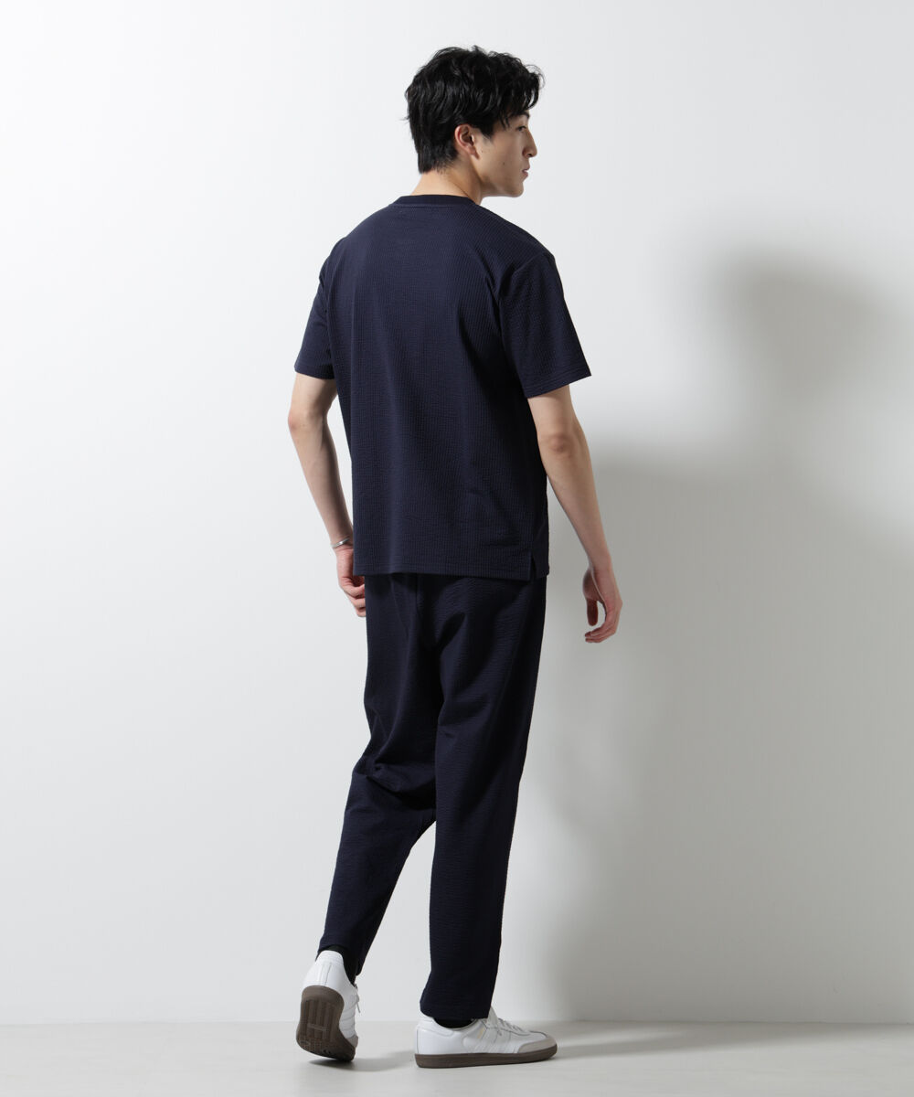 nano･universe「ジャージーサッカーヘンリーネックTシャツ 半袖」|Tシャツ・カットソー|