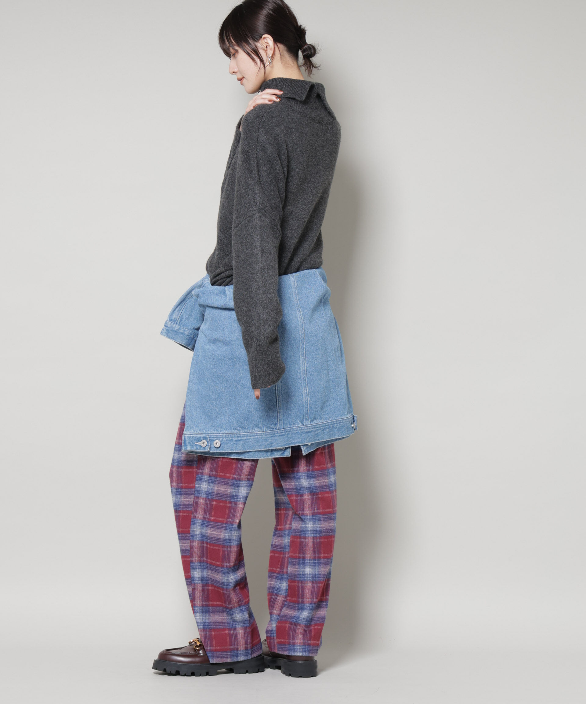 nano･universe「オンブレーチェックタックパンツ(セットアップ可)」|チノ|