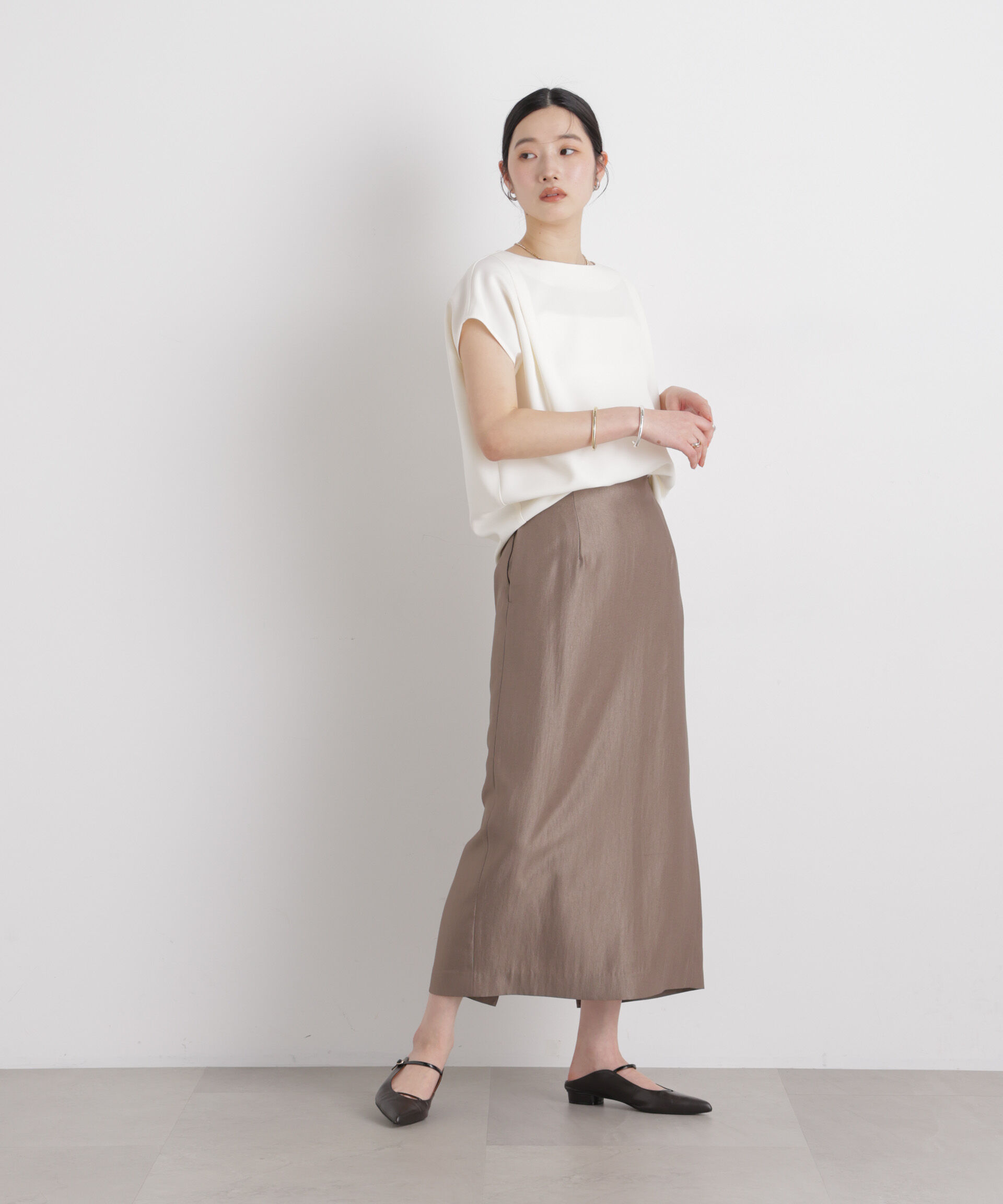 nano･universe「DressT/ボートネックタックコクーンブラウス」|シャツ・ブラウス|