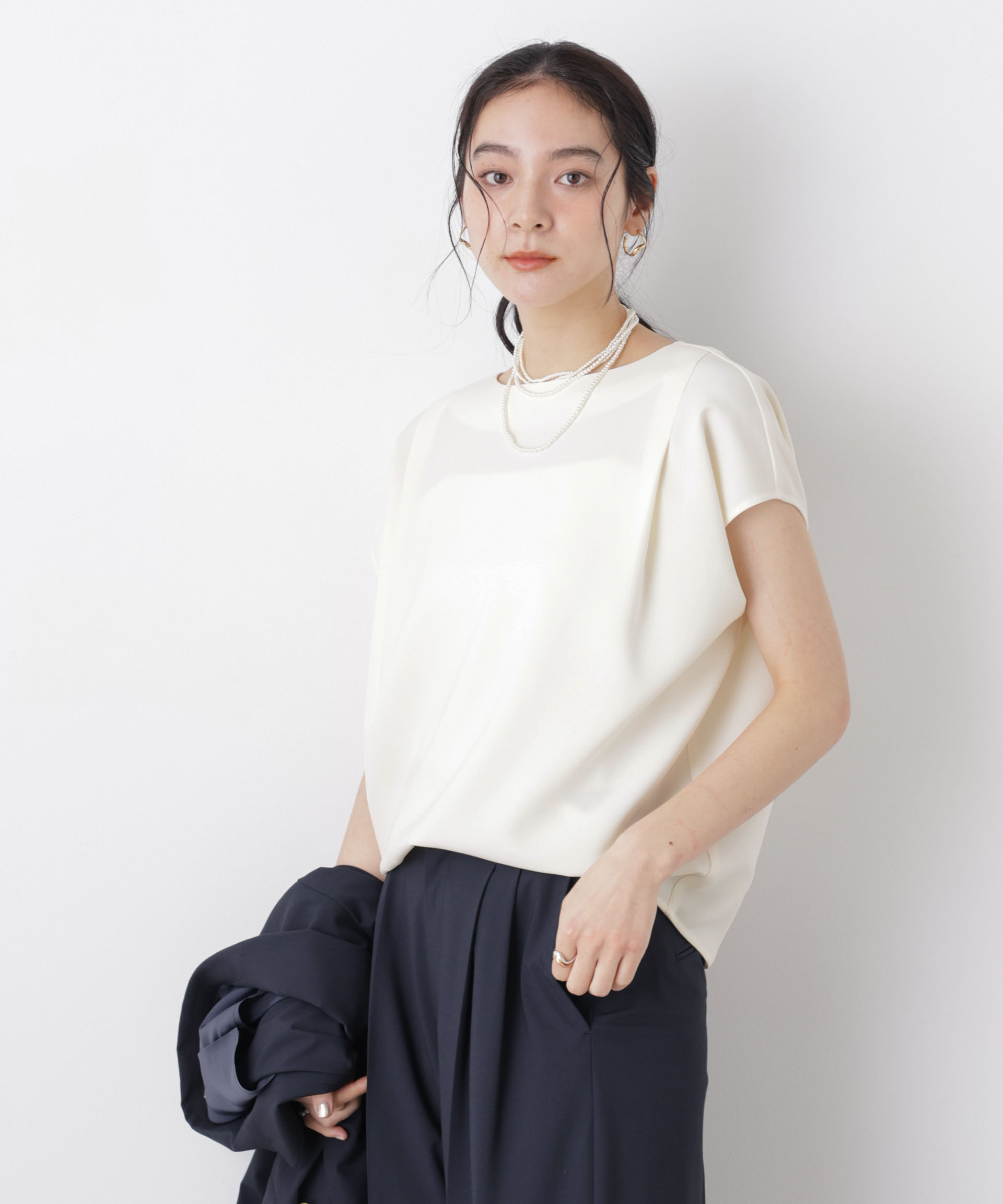 nano･universe「DressT/ボートネックタックコクーンブラウス」|シャツ・ブラウス|