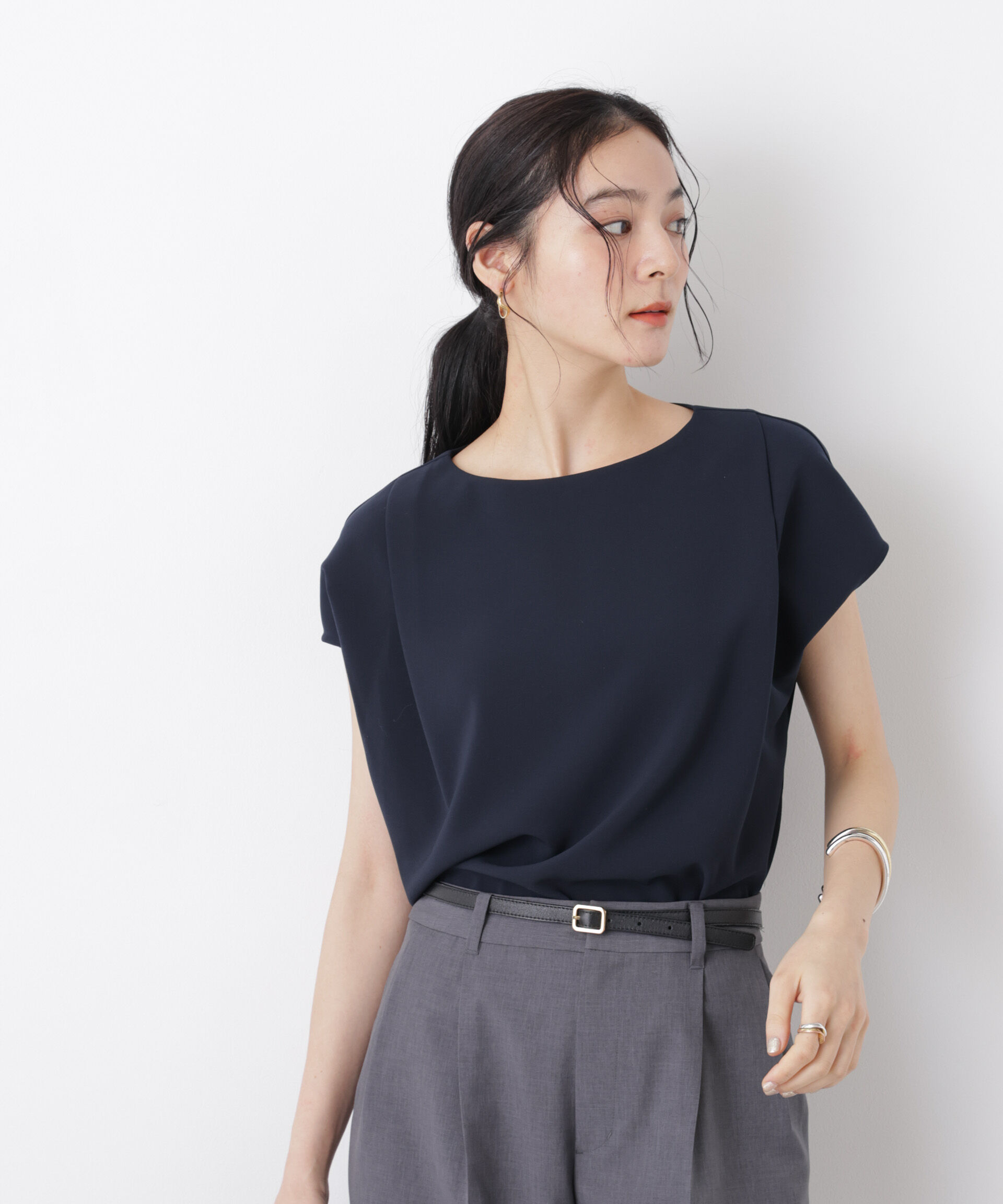 nano･universe「DressT/ボートネックタックコクーンブラウス」|シャツ・ブラウス|