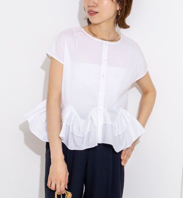 NOLLEY'S「ウオッシャブルペプラムフリル2WAY半袖ブラウス」|シャツ・ブラウス|オフホワイト