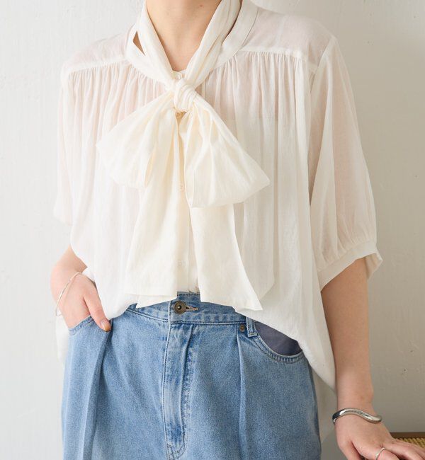  「強撚2WAYシアーボウタブラウス」|シャツ・ブラウス|オフホワイト